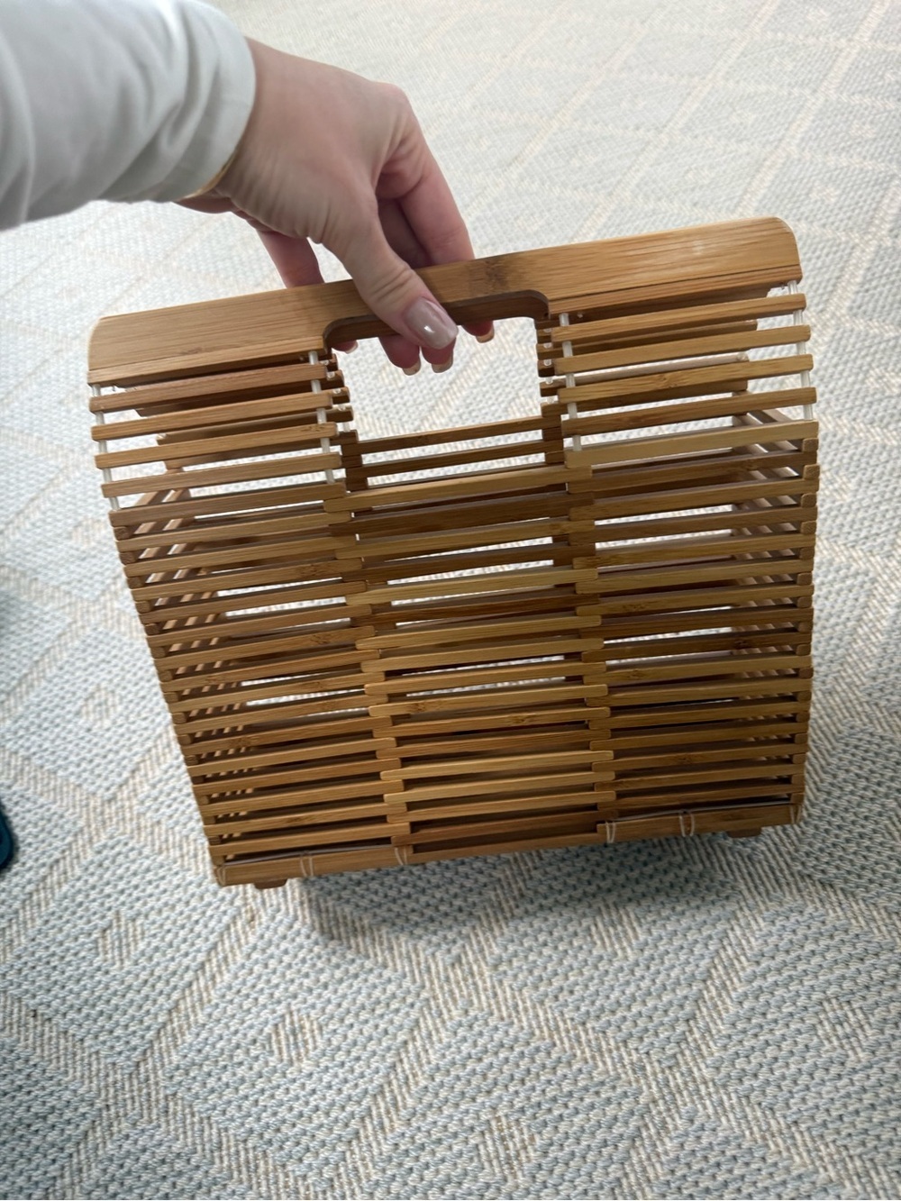 LF Bamboo Slatted Handbag in Natural Tan - Picture 2 of 4